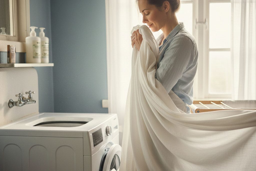 Immerse your curtains in this solution before washing for a fresh, bright holiday look