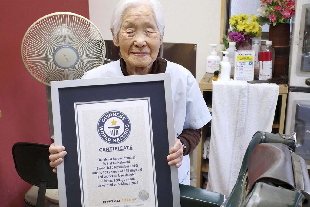 Japanese woman, 108, becomes the world's oldest hairstylist icon